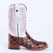 Monster Fish Cognac Matte Print Western Boots