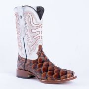Monster Fish Cognac Matte Print Western Boots