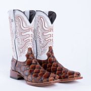 Monster Fish Cognac Matte Print Western Boots