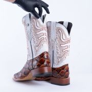 Monster Fish Cognac Matte Print Western Boots