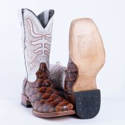 Monster Fish Cognac Matte Print Western Boots