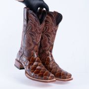 Monster Fish Cognac Print Western Boots