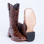 Monster Fish Cognac Print Western Boots