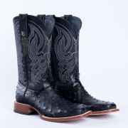 Ostrich Black Print Western Boots