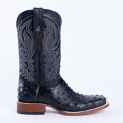 Ostrich Black Print Western Boots