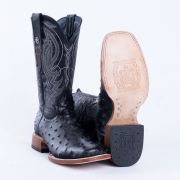 Ostrich Black Print Western Boots