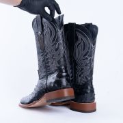 Ostrich Black Print Western Boots