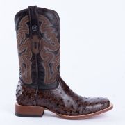 Ostrich Brown Print Western Boots