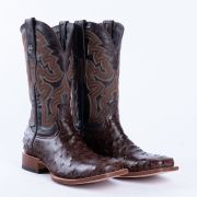 Ostrich Brown Print Western Boots