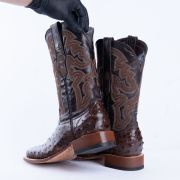 Ostrich Brown Print Western Boots