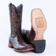 Ostrich Brown Print Western Boots