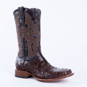 Ostrich Brown Print Western Boots