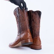 Ostrich Cognac Print Western Boots