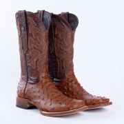 Ostrich Cognac Print Western Boots