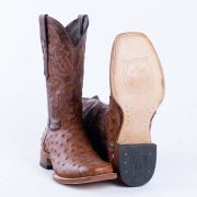 Ostrich Cognac Print Western Boots