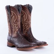 Ostrich Rustic Brown Print Western Boots