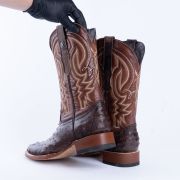 Ostrich Rustic Brown Print Western Boots