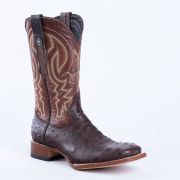 Ostrich Rustic Brown Print Western Boots