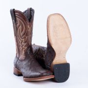 Ostrich Rustic Brown Print Western Boots