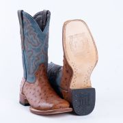 Ostrich Rustic Cognac Print Western Boots