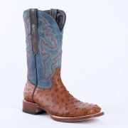 Ostrich Rustic Cognac Print Western Boots