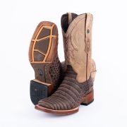 Print Caiman Belly MD Nicotine Cowboy Boots Rubber Sole