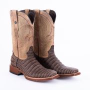 Print Caiman Belly MD Nicotine Cowboy Boots Rubber Sole