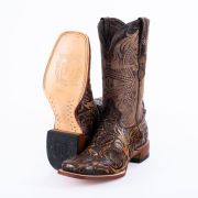 Print Hand Tooled Jungle Brown Cowboy Boots