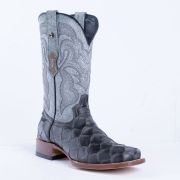 Print Monster Fish Gray & Black Cowboy Boots