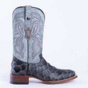 Print Monster Fish Gray & Black Cowboy Boots