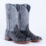 Print Monster Fish Gray & Black Cowboy Boots
