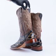 Print Monster Fish Orix & Black Cowboy Boots