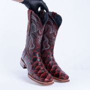 Print Monster Fish Red & Black Cowboy Boots