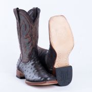 Print Ostrich Black & Brown Cowboy Boots