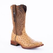 Print Ostrich MD Antique Cowboy Boots Rubber Sole