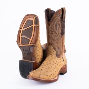 Print Ostrich MD Antique Cowboy Boots Rubber Sole