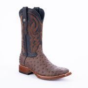 Print Ostrich MD Nicotine Cowboy Boots Rubber Sole
