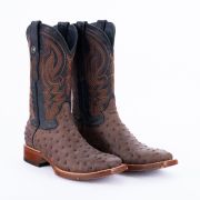 Print Ostrich MD Nicotine Cowboy Boots Rubber Sole