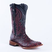 Print Ostrich Red & Black Cowboy Boots