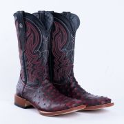 Print Ostrich Red & Black Cowboy Boots