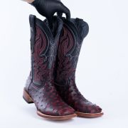 Print Ostrich Red & Black Cowboy Boots