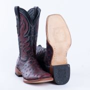 Print Ostrich Red & Black Cowboy Boots