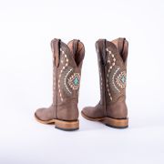 Albuquerque Crackle Brown Cowgirl Boots With Aztec Embroidery Top