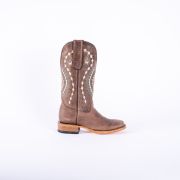 Albuquerque Crackle Brown Cowgirl Boots With Aztec Embroidery Top