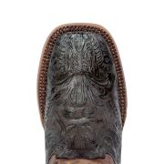 Barbara Hand Tool Burnished Brown Cowgirl Boots Whit Floral Embroidery Top
