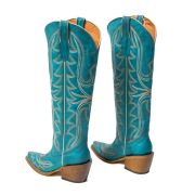 Billie Crackle Turquoise Fashion Heel Knee High Cowgirl Boots