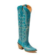 Billie Crackle Turquoise Fashion Heel Knee High Cowgirl Boots