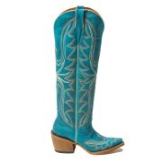 Billie Crackle Turquoise Fashion Heel Knee High Cowgirl Boots