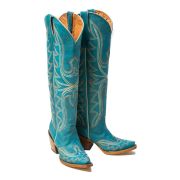 Billie Crackle Turquoise Fashion Heel Knee High Cowgirl Boots