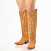 Camel Suede Tall Cowgirl Boots